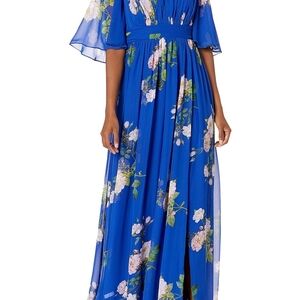Adrianna Papell Royal Blue Floral Maxi Dress